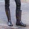 imageSloggers Stride Womens 14quot Fashion Rain Boot with Comfort InsolesBlack White Polka Dot