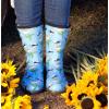 imageSloggers Waterproof Garden Rain Boots for Women  Cute MidCalf Mud ampamp Muck Boots with Premium Comfort Support InsoleBee Print Light Blue