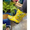 imageSloggers Waterproof Garden Rain Boots for Women  Cute MidCalf Mud ampamp Muck Boots with Premium Comfort Support InsoleBee Print Yellow