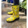 imageSloggers Waterproof Garden Rain Boots for Women  Cute MidCalf Mud ampamp Muck Boots with Premium Comfort Support InsoleBee Print Yellow