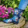 imageSloggers Waterproof Garden Rain Boots for Women  Cute MidCalf Mud ampamp Muck Boots with Premium Comfort Support InsoleFloral Fun Print Blue