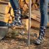 imageSloggers Waterproof Garden Rain Boots for Women  Cute MidCalf Mud ampamp Muck Boots with Premium Comfort Support InsoleFlying Horses Print Black