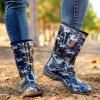 imageSloggers Waterproof Garden Rain Boots for Women  Cute MidCalf Mud ampamp Muck Boots with Premium Comfort Support InsoleFlying Horses Print Black