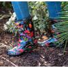 imageSloggers Waterproof Garden Rain Boots for Women  Cute MidCalf Mud ampamp Muck Boots with Premium Comfort Support InsoleIn Fields Black