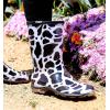 imageSloggers Waterproof Garden Rain Boots for Women  Cute MidCalf Mud ampamp Muck Boots with Premium Comfort Support InsoleMoo Print Black White