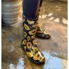 imageSloggers Waterproof Garden Rain Boots for Women  Cute MidCalf Mud ampamp Muck Boots with Premium Comfort Support InsoleSunflower Print Black