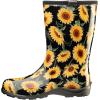 imageSloggers Waterproof Garden Rain Boots for Women  Cute MidCalf Mud ampamp Muck Boots with Premium Comfort Support InsoleSunflower Print Black