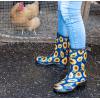 imageSloggers Waterproof Garden Rain Boots for Women  Cute MidCalf Mud ampamp Muck Boots with Premium Comfort Support InsoleSunflower Print Blue