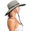 imageSloggers Womens Wide Brim Braided Sun Hat with Wind Lanyard  UPF 50 Maximum Sun ProtectionBlack White