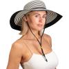 imageSloggers Womens Wide Brim Braided Sun Hat with Wind Lanyard  UPF 50 Maximum Sun ProtectionBlack White