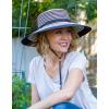 imageSloggers Womens Wide Brim Braided Sun Hat with Wind Lanyard  UPF 50 Maximum Sun ProtectionBlack White