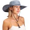 imageSloggers Womens Wide Brim Braided Sun Hat with Wind Lanyard  UPF 50 Maximum Sun ProtectionBlue