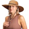 imageSloggers Womens Wide Brim Braided Sun Hat with Wind Lanyard  UPF 50 Maximum Sun ProtectionDark Brown