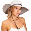 imageSloggers Womens Wide Brim Braided Sun Hat with Wind Lanyard  UPF 50 Maximum Sun ProtectionDuo Grey