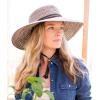 imageSloggers Womens Wide Brim Braided Sun Hat with Wind Lanyard  UPF 50 Maximum Sun ProtectionEarth Brown