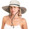 imageSloggers Womens Wide Brim Braided Sun Hat with Wind Lanyard  UPF 50 Maximum Sun ProtectionGray