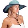 imageSloggers Womens Wide Brim Braided Sun Hat with Wind Lanyard  UPF 50 Maximum Sun ProtectionGrey Blue