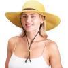 imageSloggers Womens Wide Brim Braided Sun Hat with Wind Lanyard  UPF 50 Maximum Sun ProtectionLight Brown