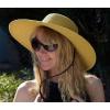 imageSloggers Womens Wide Brim Braided Sun Hat with Wind Lanyard  UPF 50 Maximum Sun ProtectionLight Brown