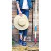 imageSloggers Womens Wide Brim Braided Sun Hat with Wind Lanyard  UPF 50 Maximum Sun ProtectionLight Brown