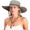 imageSloggers Womens Wide Brim Braided Sun Hat with Wind Lanyard  UPF 50 Maximum Sun ProtectionSage