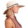 imageSloggers Womens Wide Brim Braided Sun Hat with Wind Lanyard  UPF 50 Maximum Sun ProtectionStone