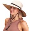 imageSloggers Womens Wide Brim Braided Sun Hat with Wind Lanyard  UPF 50 Maximum Sun ProtectionStone