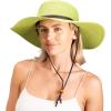 imageSloggers Womens Wide Brim Braided Sun Hat with Wind Lanyard  UPF 50 Maximum Sun ProtectionTea Green
