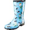imageSloggers Waterproof Garden Rain Boots for Women  Cute MidCalf Mud ampamp Muck Boots with Premium Comfort Support InsoleBee Print Light Blue