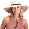 imageSloggers Womens Wide Brim Braided Sun Hat with Wind Lanyard  UPF 50 Maximum Sun ProtectionStone