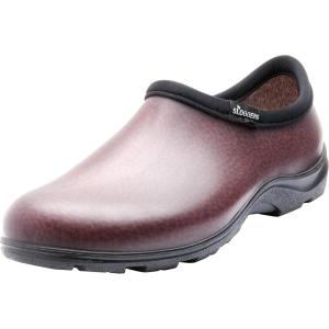 imageSloggers Original Waterproof Work Shoe for Men  Outdoor SlipOn Rain and Durable Garden Footwear Made in The USA with Premium Comfort Support Insole Leather Print Brown  Size 9Leather Print Brown