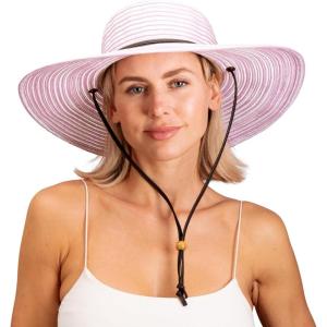 imageSloggers Womens Wide Brim Braided Sun Hat with Wind Lanyard  UPF 50 Maximum Sun ProtectionLavender