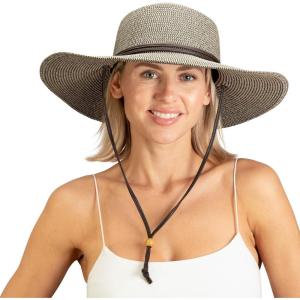 imageSloggers Womens Wide Brim Braided Sun Hat with Wind Lanyard  UPF 50 Maximum Sun ProtectionSage