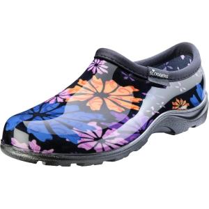 imageSloggers Original Waterproof Rain and Garden Shoe for Women Outdoor SlipOn Garden Clog  Made in The USA with Premium Comfort Insole and Arch SupportFlower Power